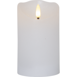 FLAMME RUSTIC 12 cm kubbelys hvit batteri/timer_061-14