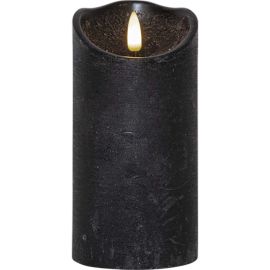FLAMME RUSTIC 15 cm kubbelys svart batteri/timer_061-18