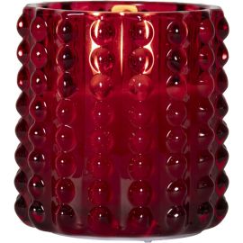 FLAMME DOT kubbelys i glass 9.5 cm rød_061-91