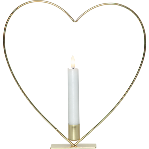 FLAMME HEART bord m/lys messing batteri/timer_063-69