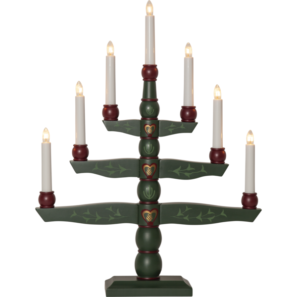 TRADITION stake 7-lys grønn m/dekor