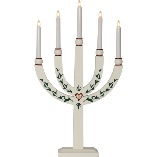 ELIAS TRADITION stake 5-lys hvit m/dekor