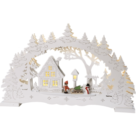 ULM270-27 Stake Lazer cut med bymotiv hvit 3xAA batterier og trafo