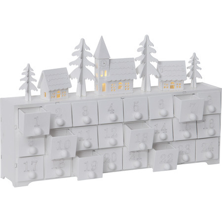 YULETIDE270-66  lazer cut julekalender hvit 2xAA batterier