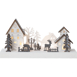 FAUNA270-67 village hvit 2xAA batteri/timer