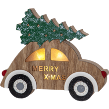 BILLY271-67 dekorasjon bil m/tre natur 2XAAA batteri/timer