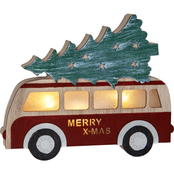 BILLY271-77 dekorasjon buss m/tre natur 2XAAA batteri/timer