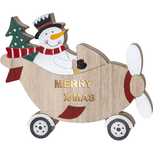 BILLY271-78 dekorasjon helikopter m/snømann natur 2XAAA batteri/timer