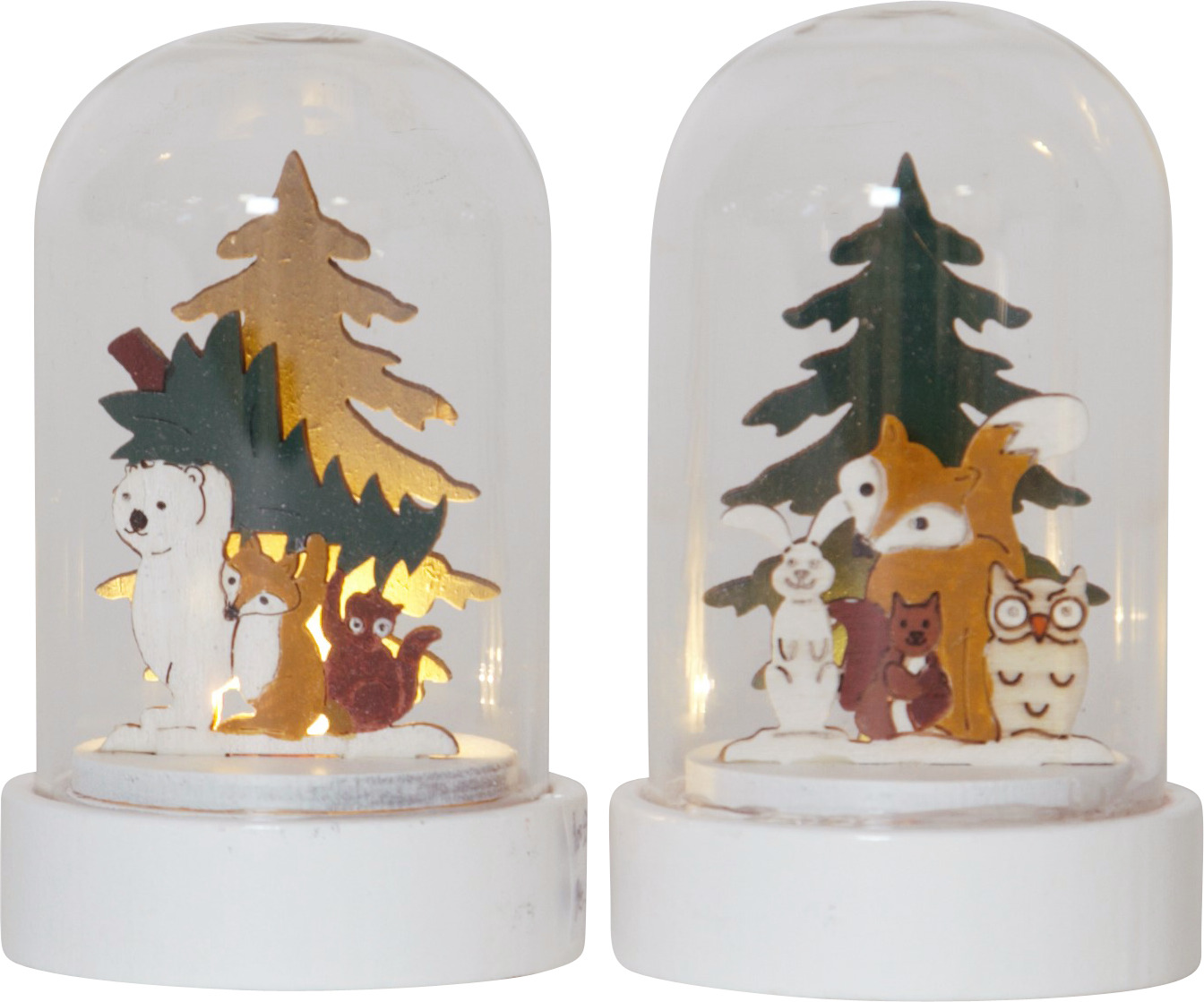 FOREST FRIENDS borddekorasjon kupol 2-pk CR2032 batteri