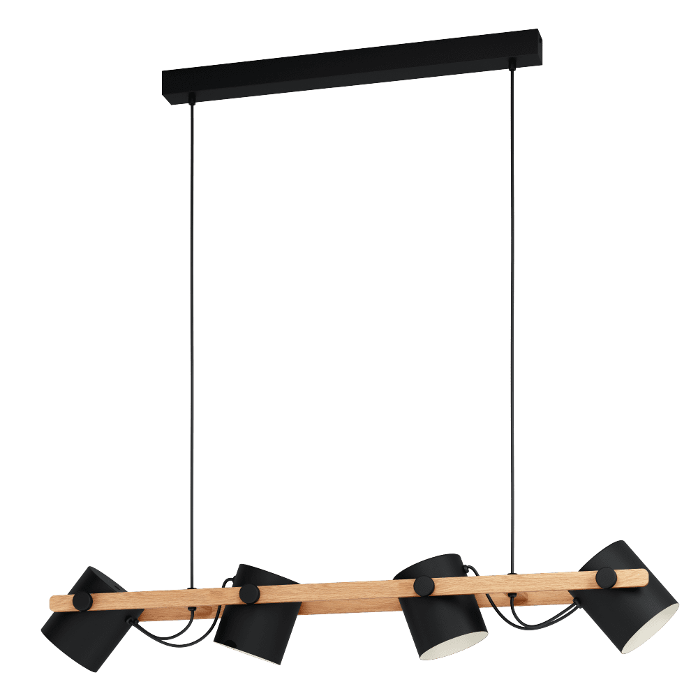 HORNWOOD PENDEL SORT/TRE 110CM 4X28W E27