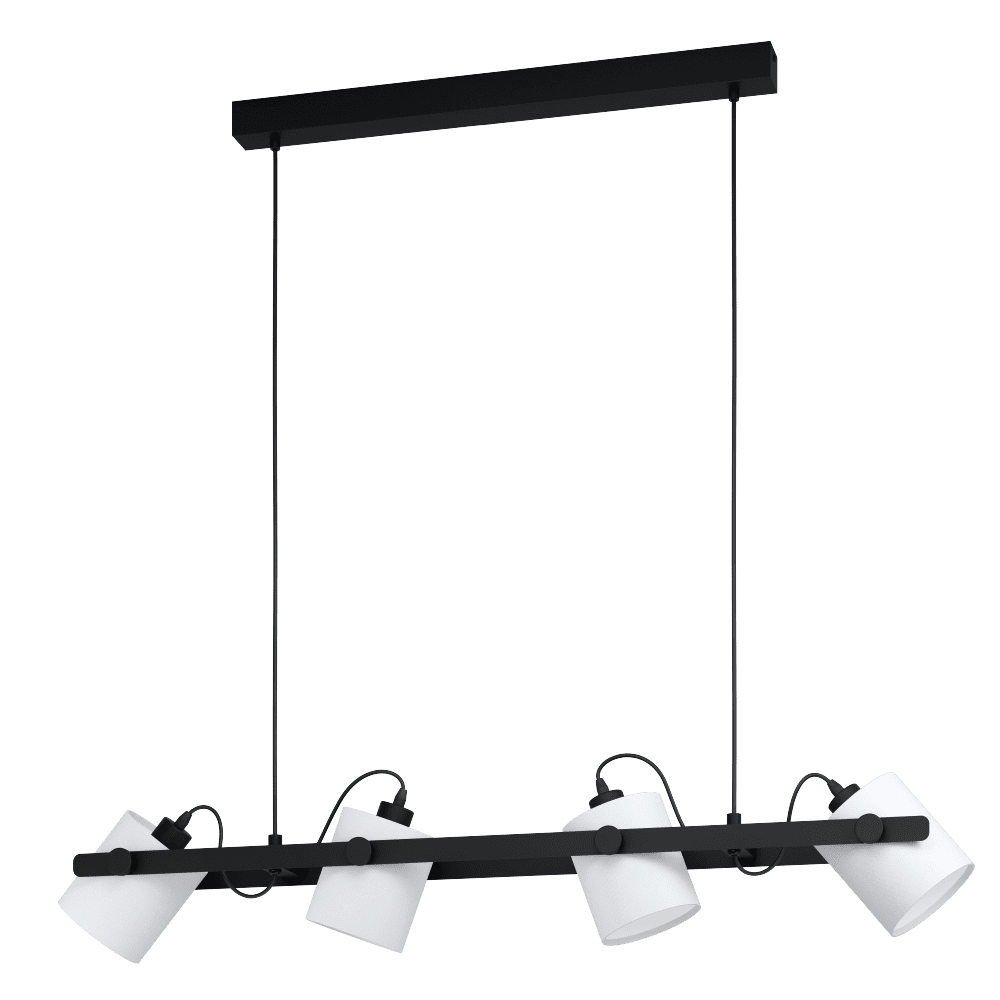 HORNWOOD 1 PENDEL 4 LYS SORT/HVIT TEKSTIL SKJERM