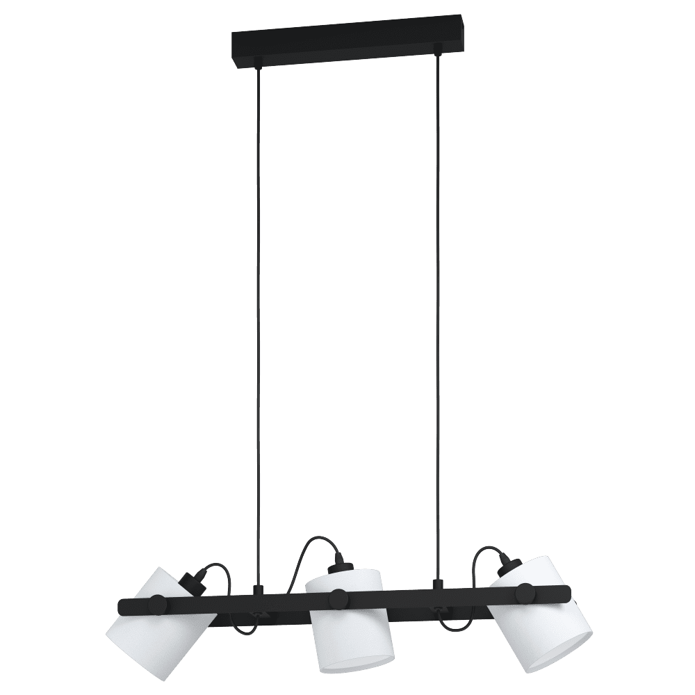 HORNWOOD 1 PENDEL 3 LYS SORT/HVIT TEKSTIL