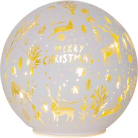 MERRYX-MAS glsskule 15 cm hvit/sølv, batteri/timer_460-32