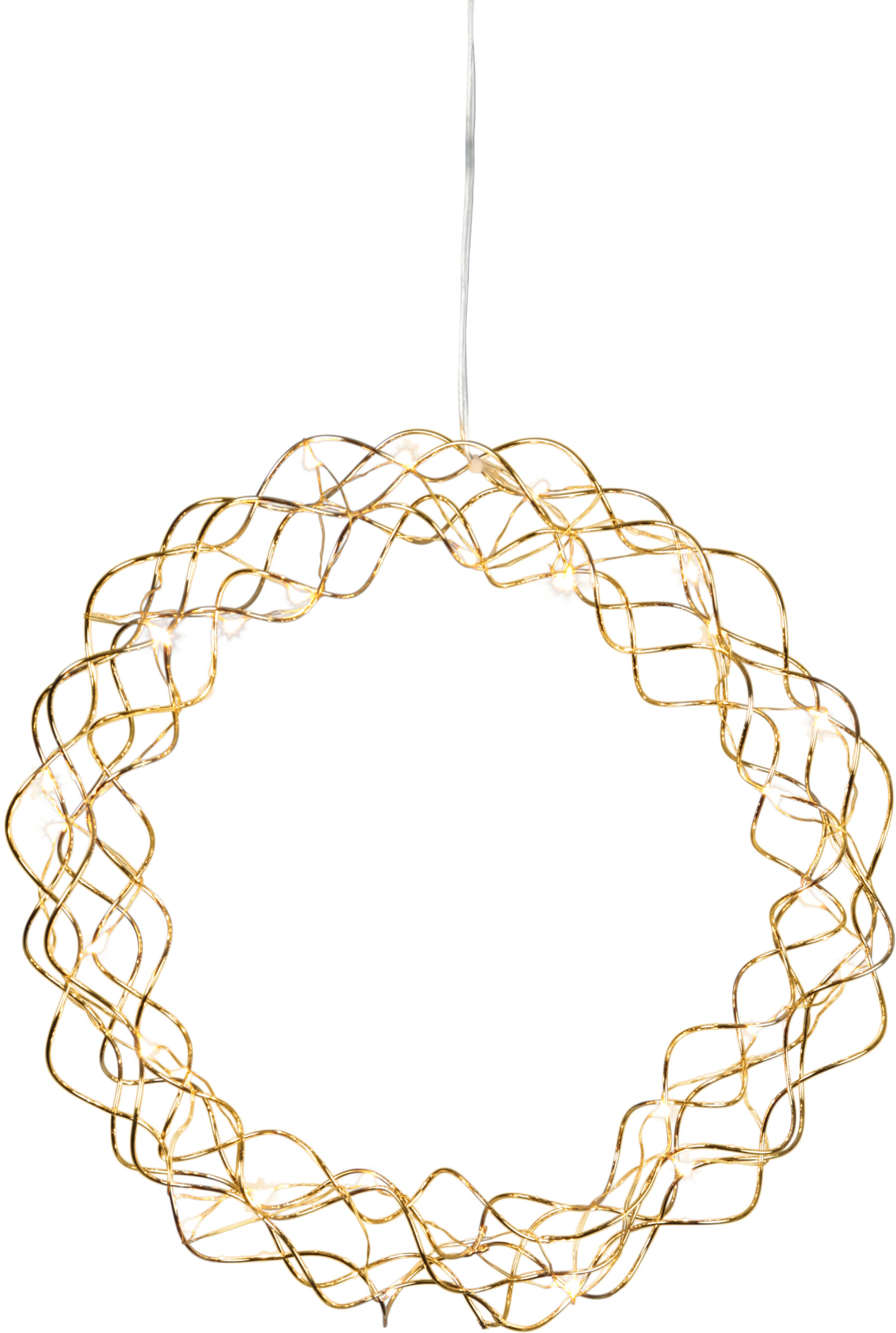 CURLY krans 30 cm 40-lys duggdråper messing_690-35-1