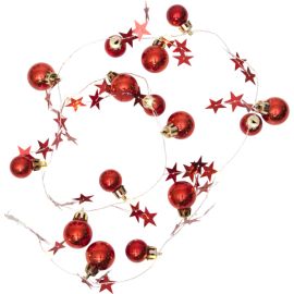 X-MAS slynge kuler og stjerner 10-lys rød batteri/timer_728-07
