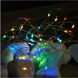 DEW DROP string 40-lys 4m batteri/timer multi/sølv_728-36