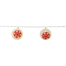 ORNAMENT slynge m/rød snøkrystall 10-lys batteri/timer_729-16