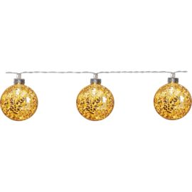 GLITTER slynge 10-lys gull batteri/timer_729-18
