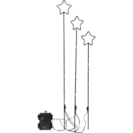 WIZARD dekorasjon 3Xstjerne på pinne batteri/timer_857-29