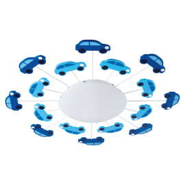 VIKI 1 TAKL BLÅ/HVIT BIL 1x60W E27