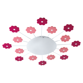 VIKI 1 TAKL ROSA/HVIT BLOMST 1x60W E27