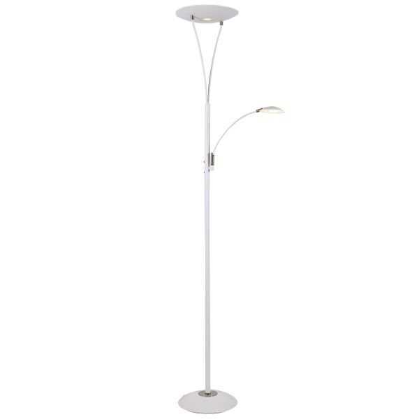 LEA LED GULVLAMPE HVIT/STÅL  25+5W DIMBAR