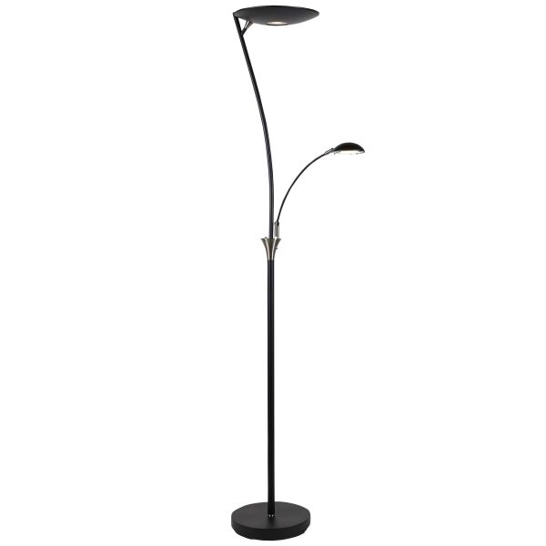 NORA GULVLAMPE SORT/STÅL 25+5W LED DIMBAR