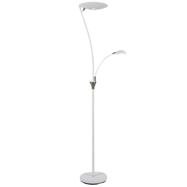 NORA GULVLAMPE HVIT/STÅL 25+5W LED DIMBAR