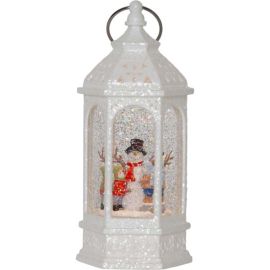 VINTER snømann i lykt hvit batteri/timer_991-89