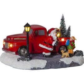 MERRYVILLE dekorasjon nisse m/lastebil batteri/timer_992-34