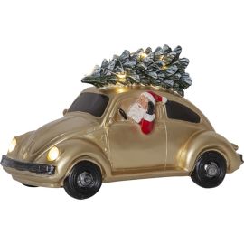 MERRYVILLE nisse i bil, gull, batteri/timer_992-41