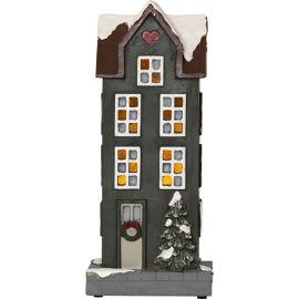 HUS DEKORASJON 25 CM GRØNN BATTERI/TIMER992-71