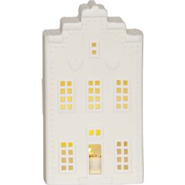 VINTER dekorasjon hvitt hus 16 cm batteri/timer_992-76