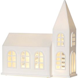 VINTER dekorasjon hvit kirke, batteri/timer_993-08