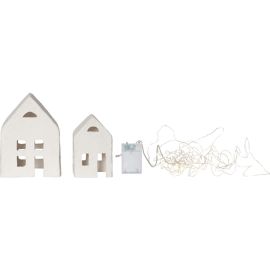 PLAIN DEKORASJON 2 STK HUS HVIT BATTERI/TIMER_993-10